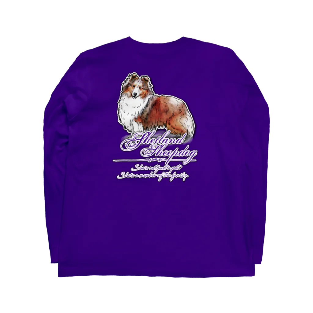 オリジナル工房プリントンの シェットランドシープドッグ前後イラスト プリント Long Sleeve T-Shirt :back