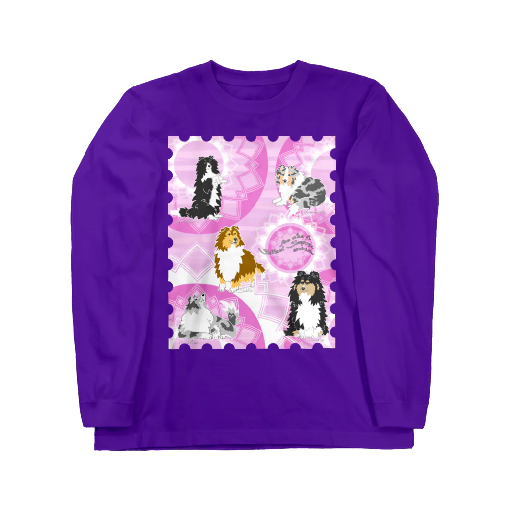 Airy BlueのFive colors of Shetland Sheepdogs.～Wisteria～ Long Sleeve T-Shirt