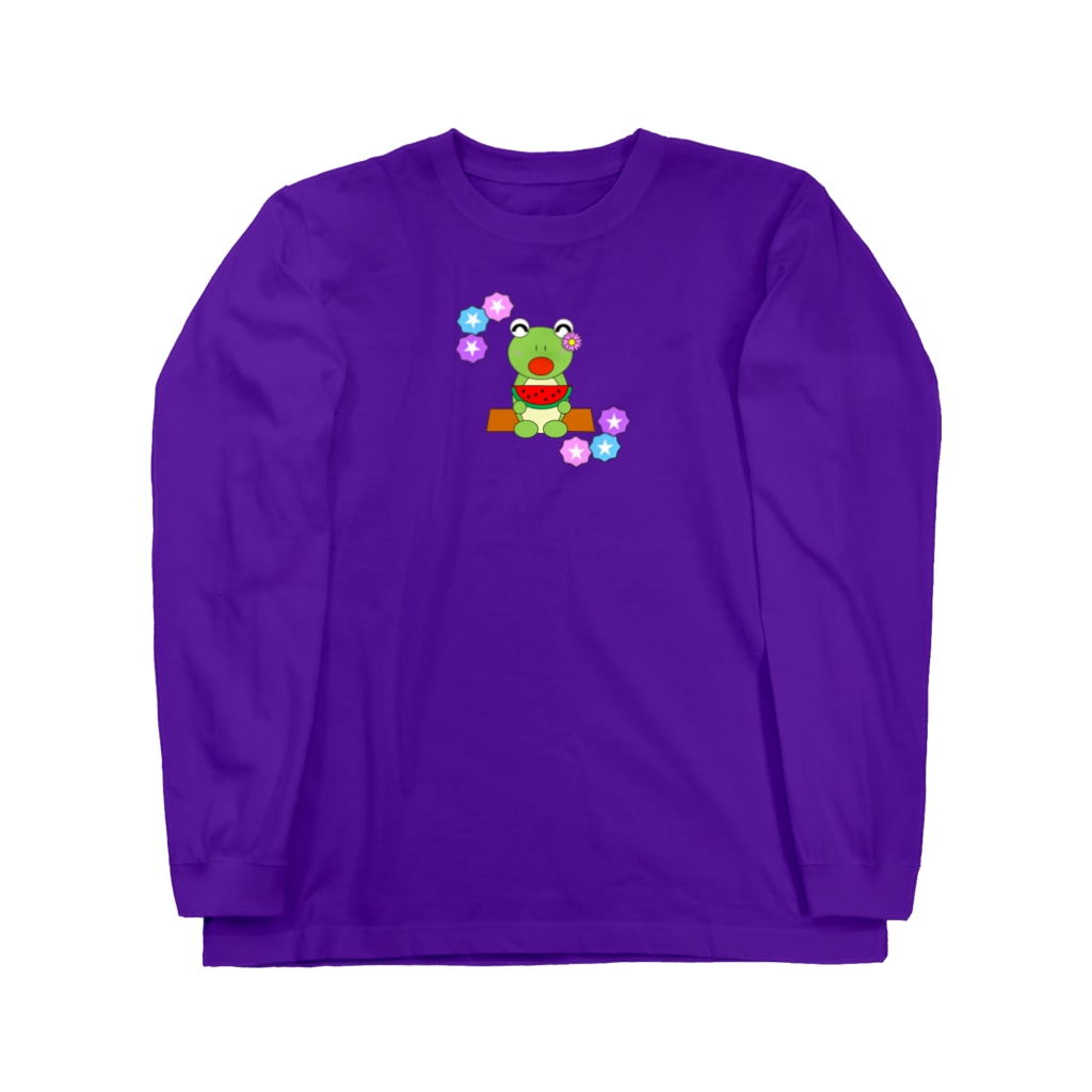 🐸かえるさんと仲間たち🐸のスイカとかえるさん Long Sleeve T-Shirt
