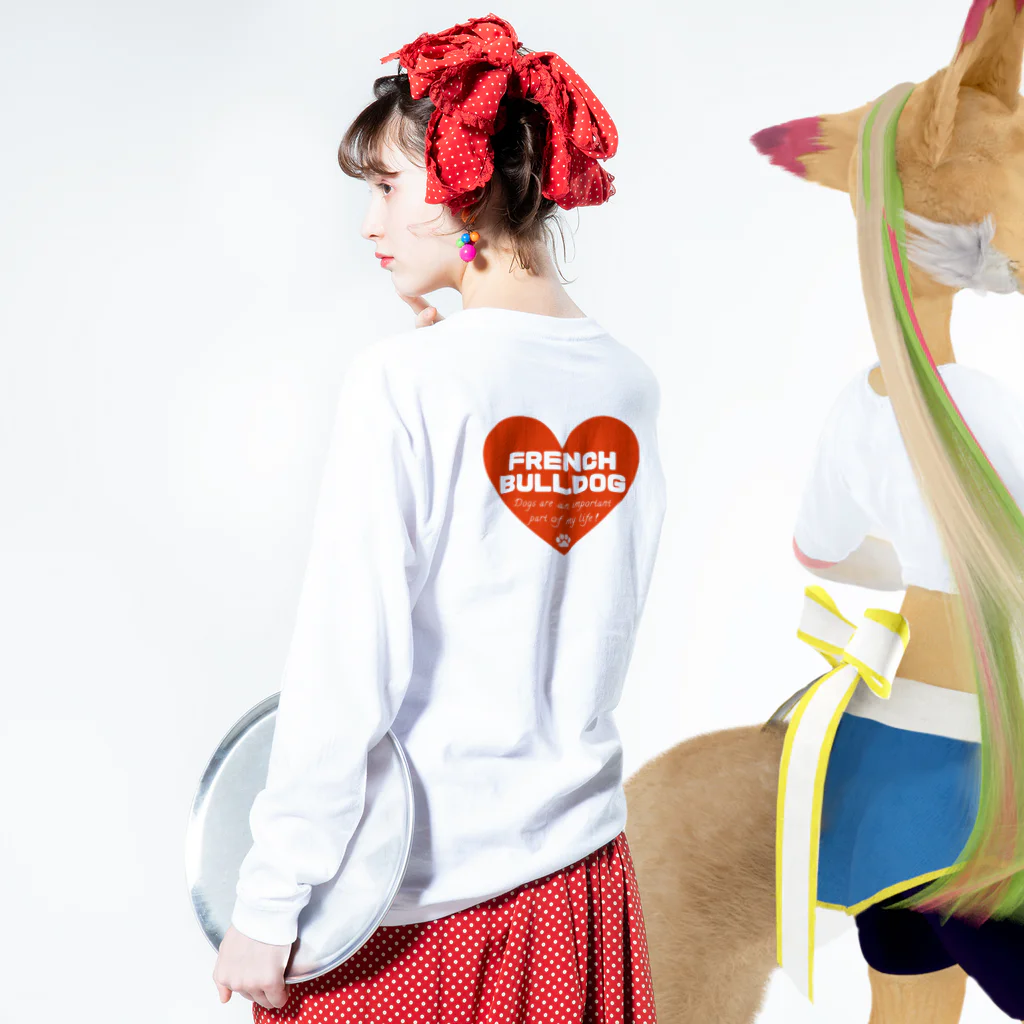 Yuraiyuのフレンチブルドッグ♡ホワイト ロングスリーブTシャツの着用イメージ(裏面・袖部分)