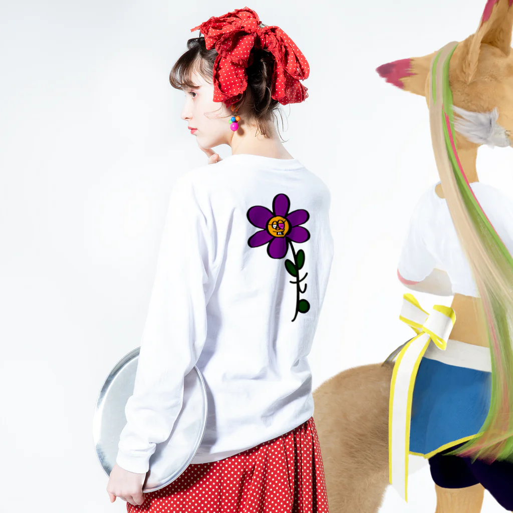 ootbのFlower long T-shirt Long Sleeve T-Shirt :model wear (back, sleeve)