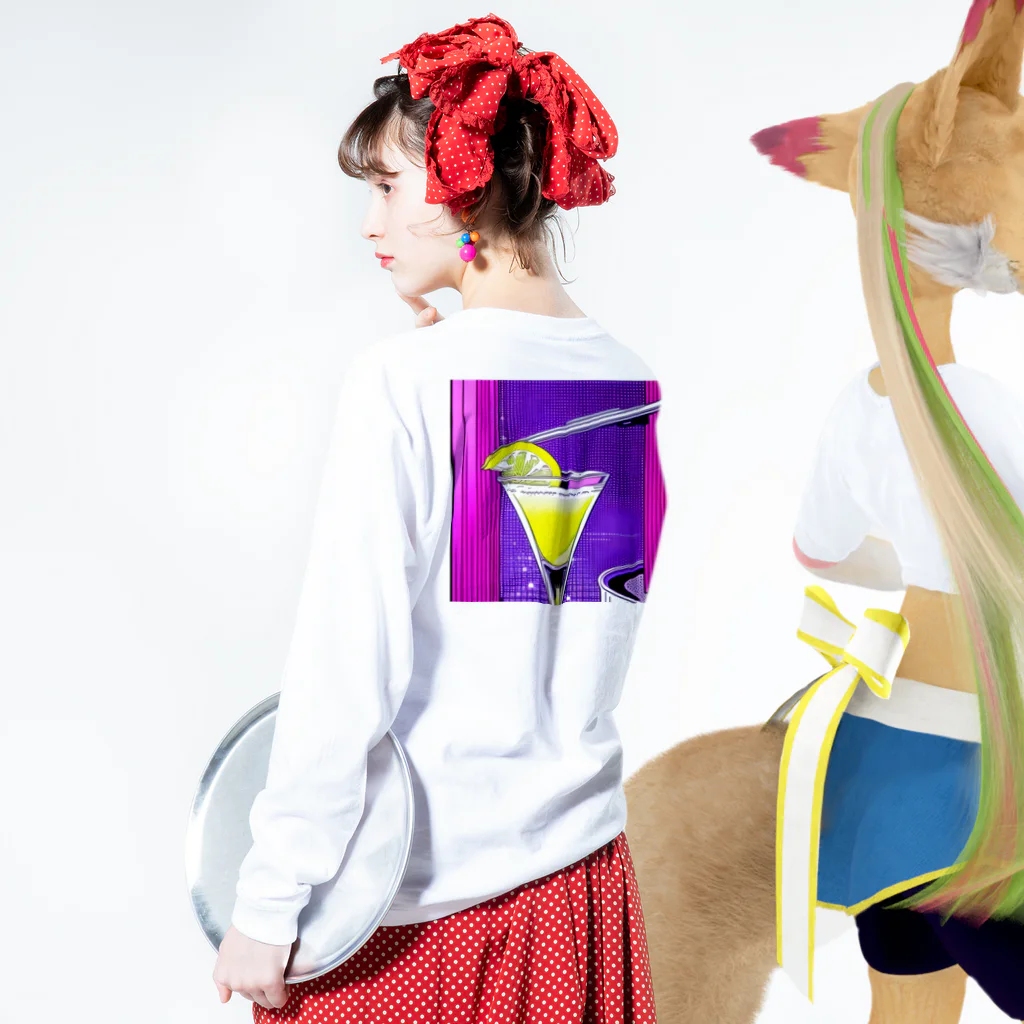 Egao  CreationsのEnjoy カクテル Long Sleeve T-Shirt :model wear (back, sleeve)