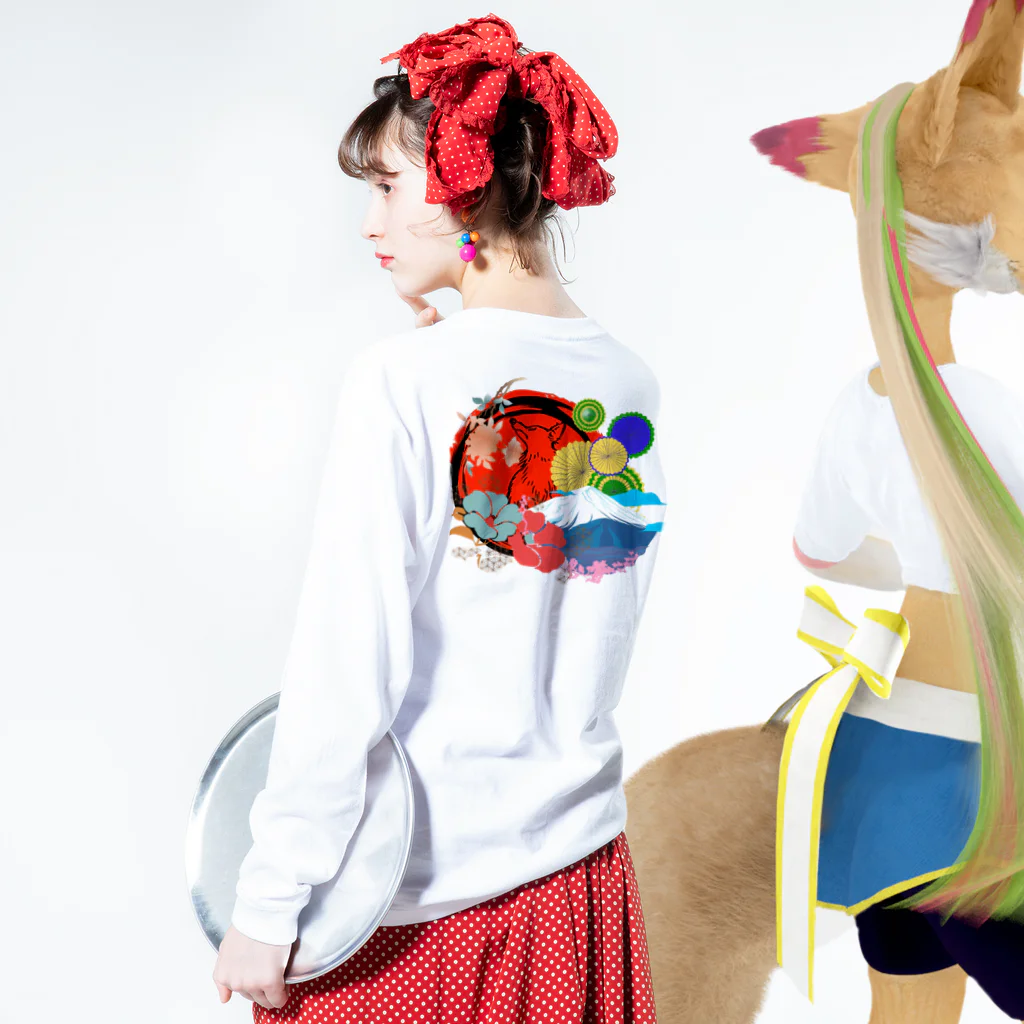 sloth_giraffeのこれぞ和！！ Long Sleeve T-Shirt :model wear (back, sleeve)