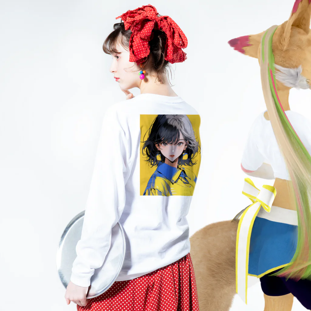 yanagi029のワイシャツ女子 ロングスリーブTシャツの着用イメージ(裏面・袖部分)