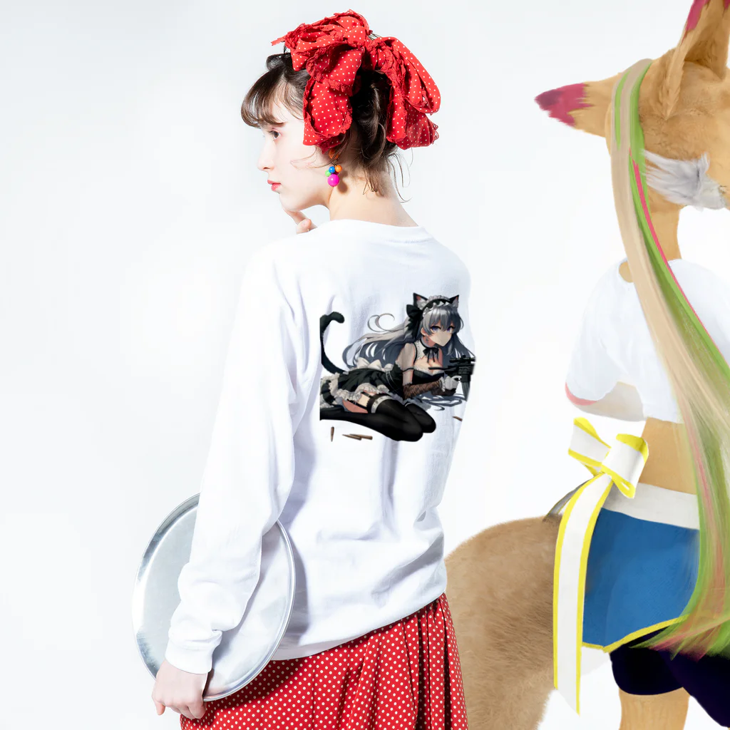 cray299の闘う猫メイド🐾5 Long Sleeve T-Shirt :model wear (back, sleeve)