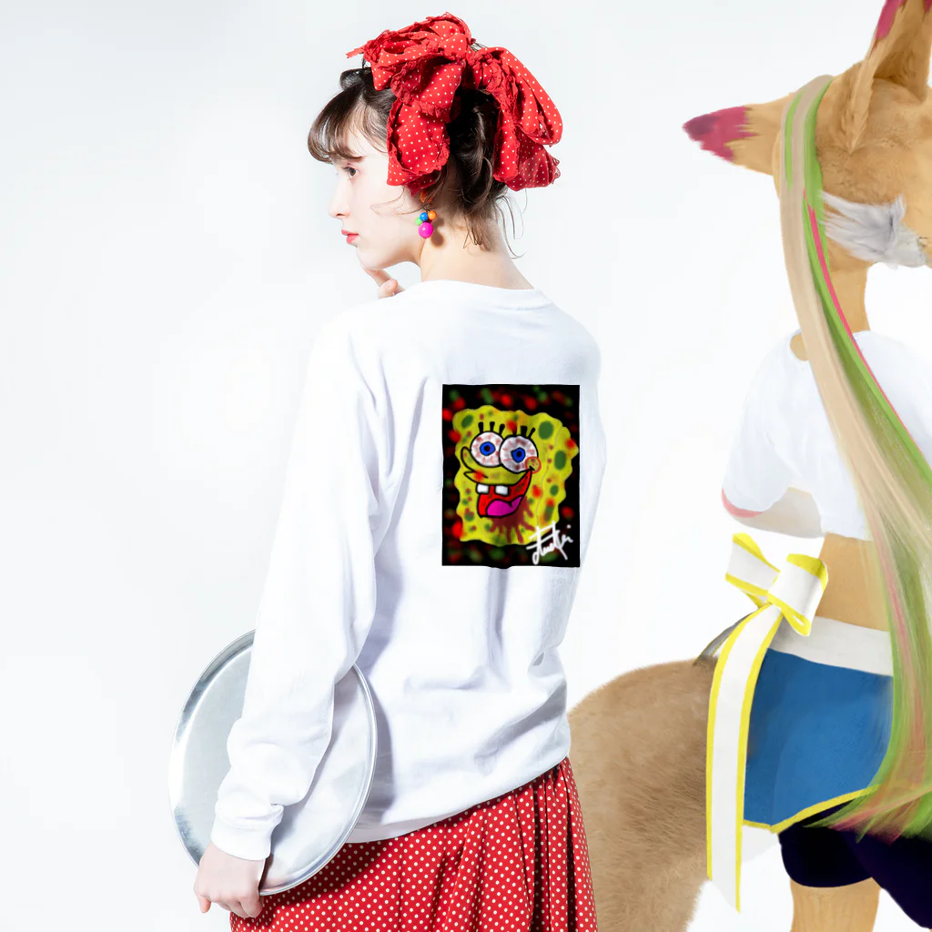 LiptonショップのロンＴ【すぽんじぼむ】 Long Sleeve T-Shirt :model wear (back, sleeve)