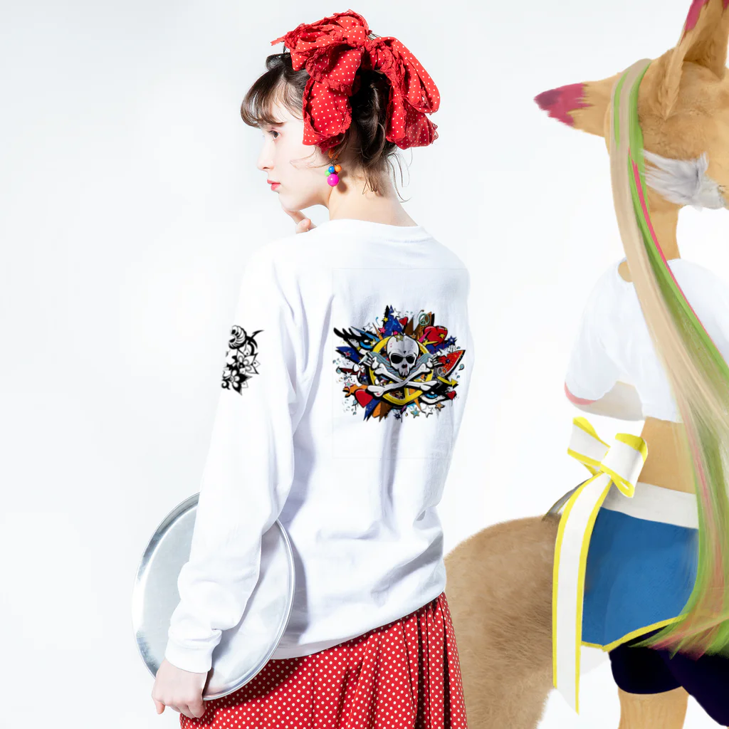 ゆうゆうの海賊君 Long Sleeve T-Shirt :model wear (back, sleeve)