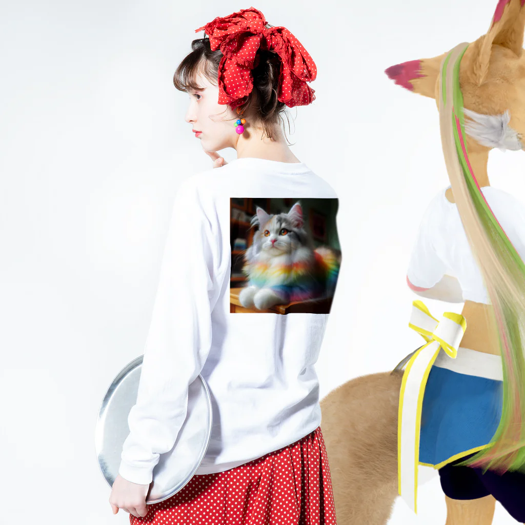 Creation CATの虹色CAT Long Sleeve T-Shirt :model wear (back, sleeve)