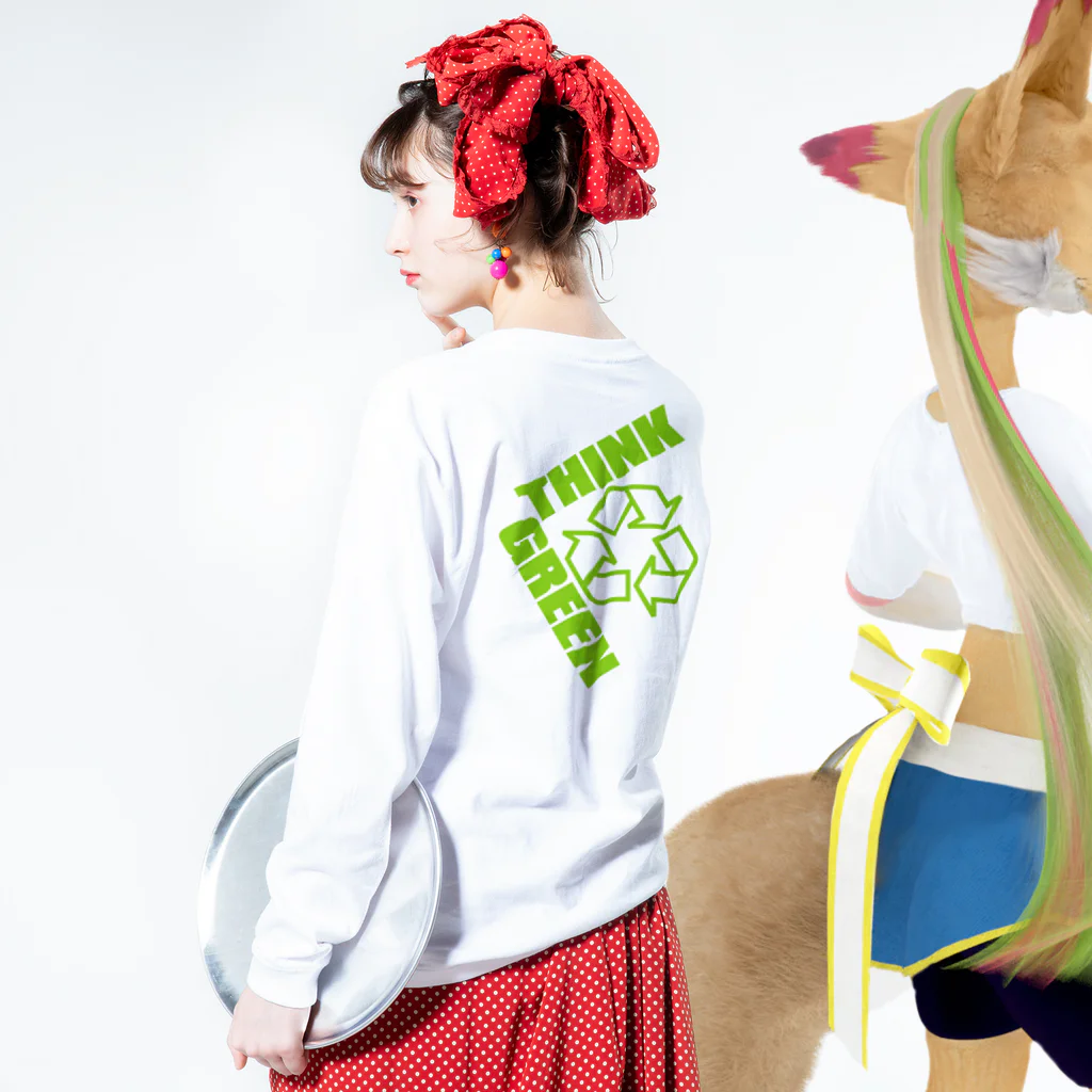 AURA_HYSTERICAのThink_Green Long Sleeve T-Shirt :model wear (back, sleeve)