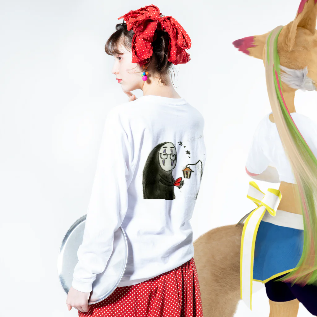 RELAXY の顔なし　キャラクター Long Sleeve T-Shirt :model wear (back, sleeve)