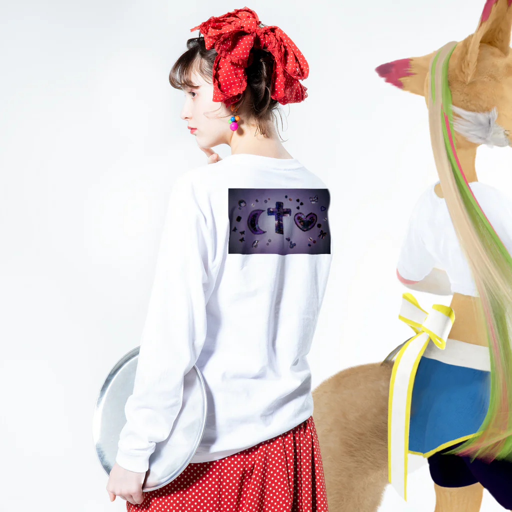 病みのきらきら Long Sleeve T-Shirt :model wear (back, sleeve)