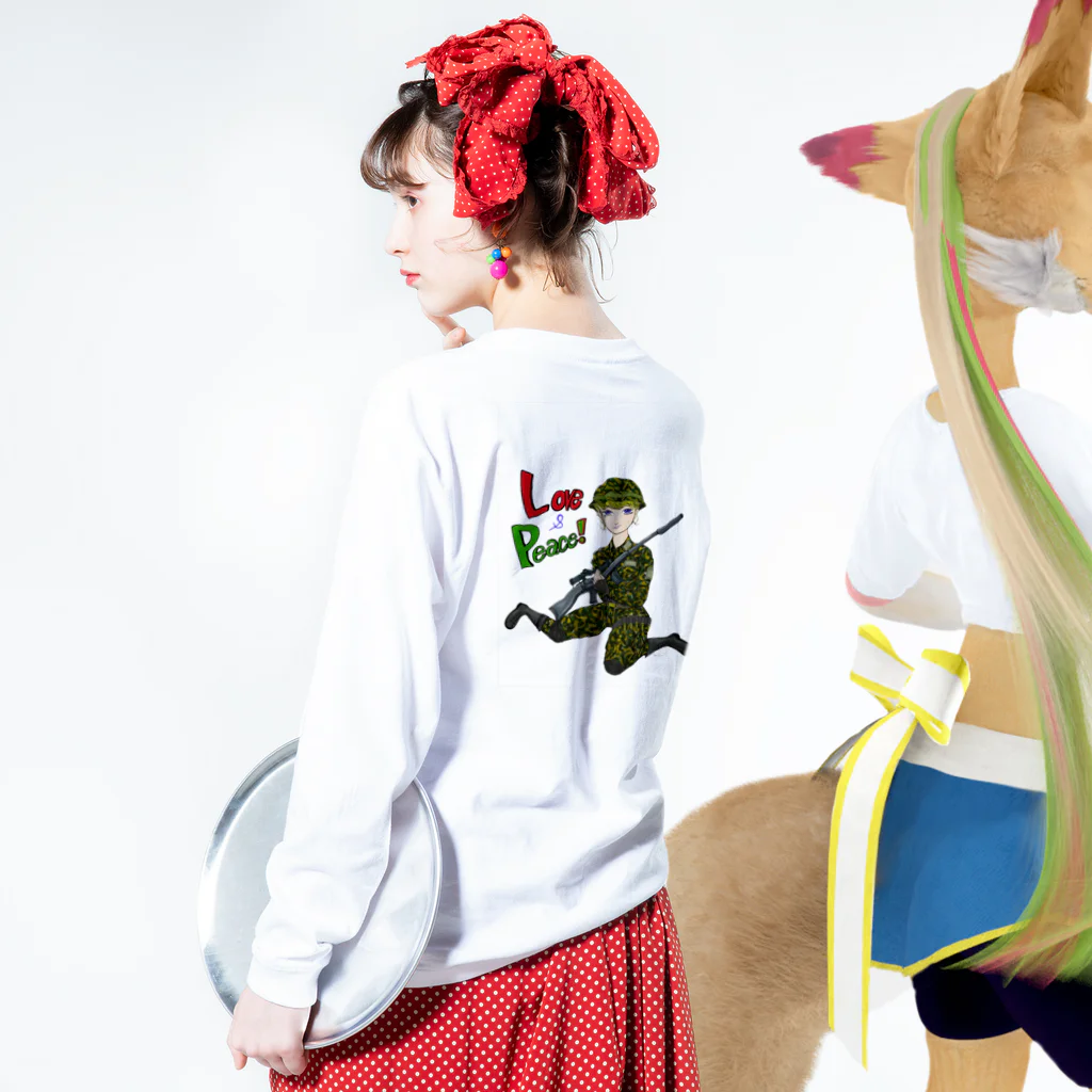 セラムのLove&Peace! Long Sleeve T-Shirt :model wear (back, sleeve)