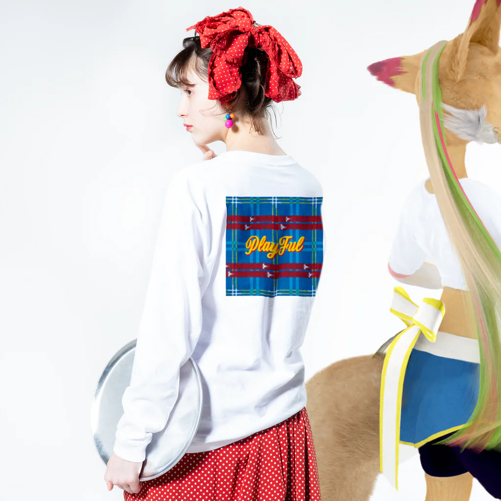 PLAYFULの琉球絣 ロングスリーブTシャツの着用イメージ(裏面・袖部分)