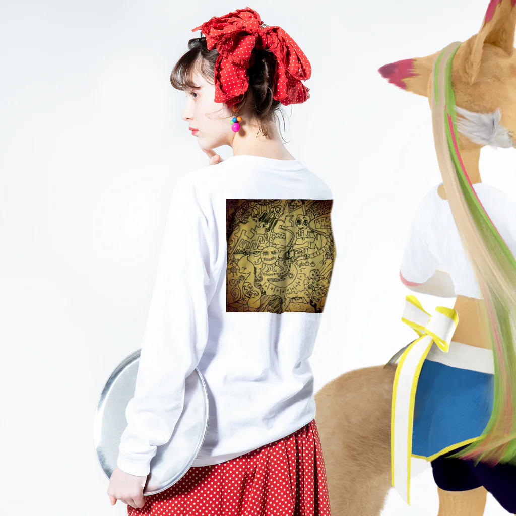 キノコスモクロコＶｅｒ．2のラクガキスト ロンＴ Long Sleeve T-Shirt :model wear (back, sleeve)