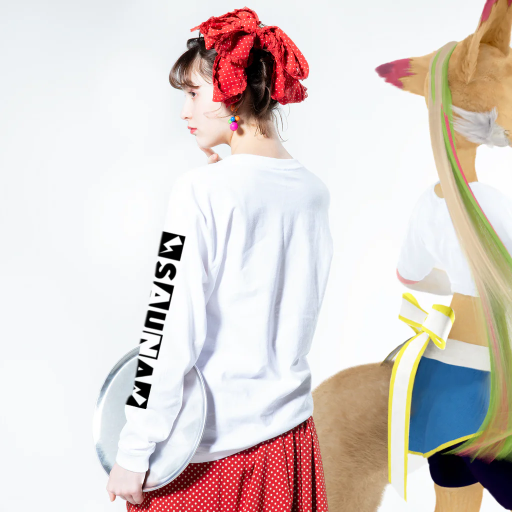 SAUNA ZOMBIESのSAUNAZOMBIES -CARTOON FRANKEN LONG SLEEVE T - Long Sleeve T-Shirt :model wear (back, sleeve)