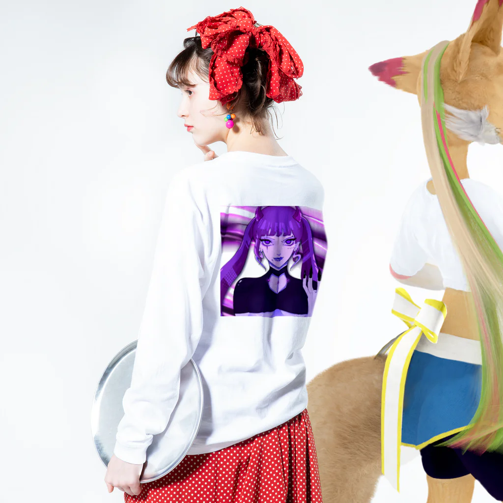 バブル の ショップのデビルちゃん(紫) Long Sleeve T-Shirt :model wear (back, sleeve)