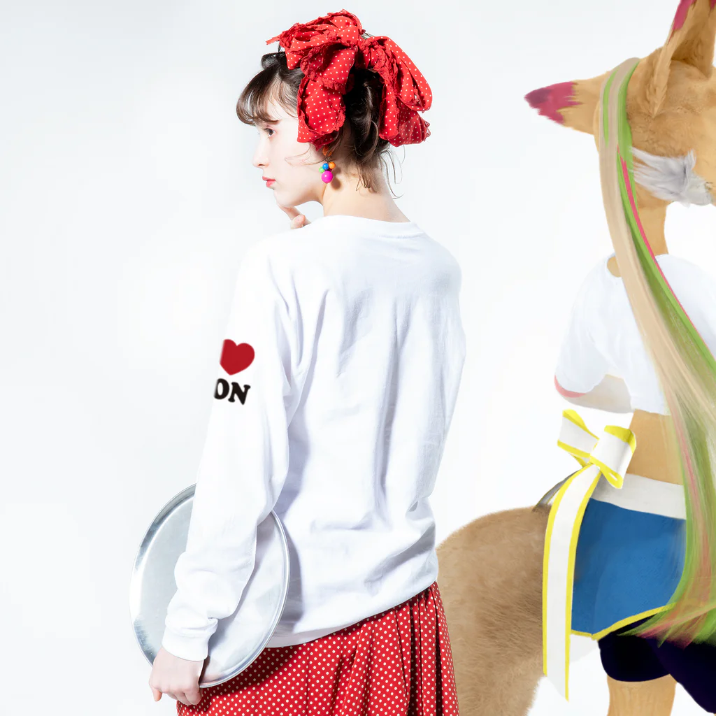 キッズモード某のI love おとん Long Sleeve T-Shirt :model wear (back, sleeve)