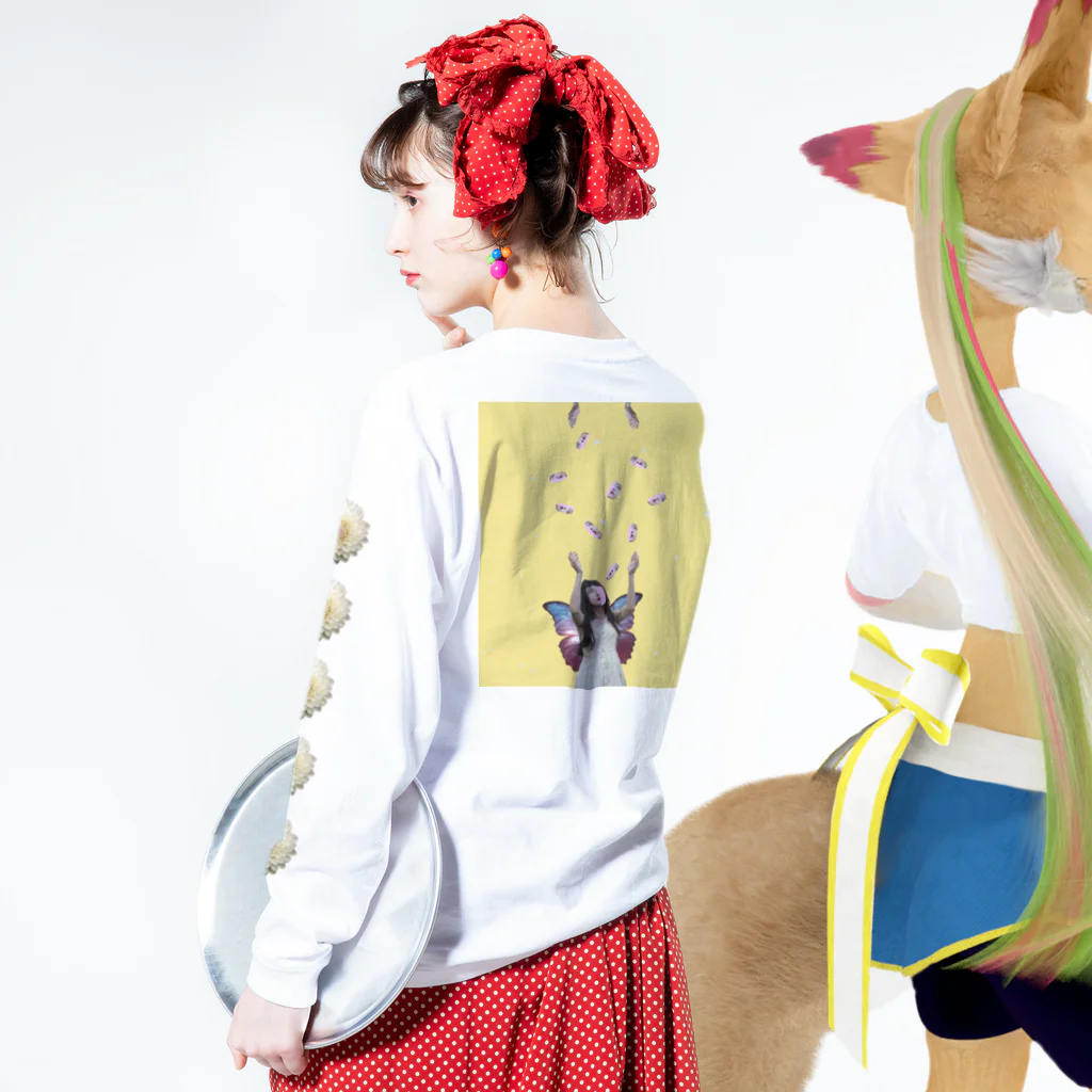 抜殻の妖精ロンT-花袖- ロングスリーブTシャツの着用イメージ(裏面・袖部分)
