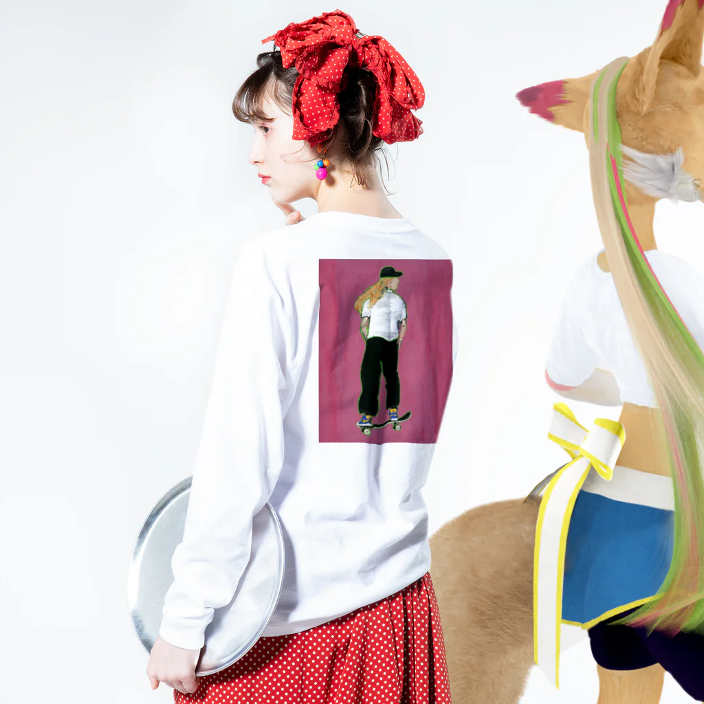 Playful GarageのSkate Girl  Long Sleeve T-Shirt :model wear (back, sleeve)