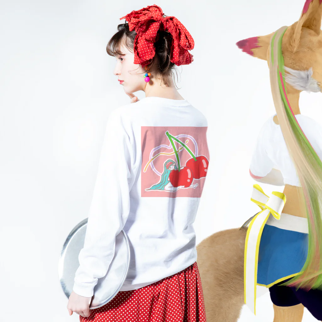 りなけらとぷすのdoki×2 さくらんぼちゃん Long Sleeve T-Shirt :model wear (back, sleeve)