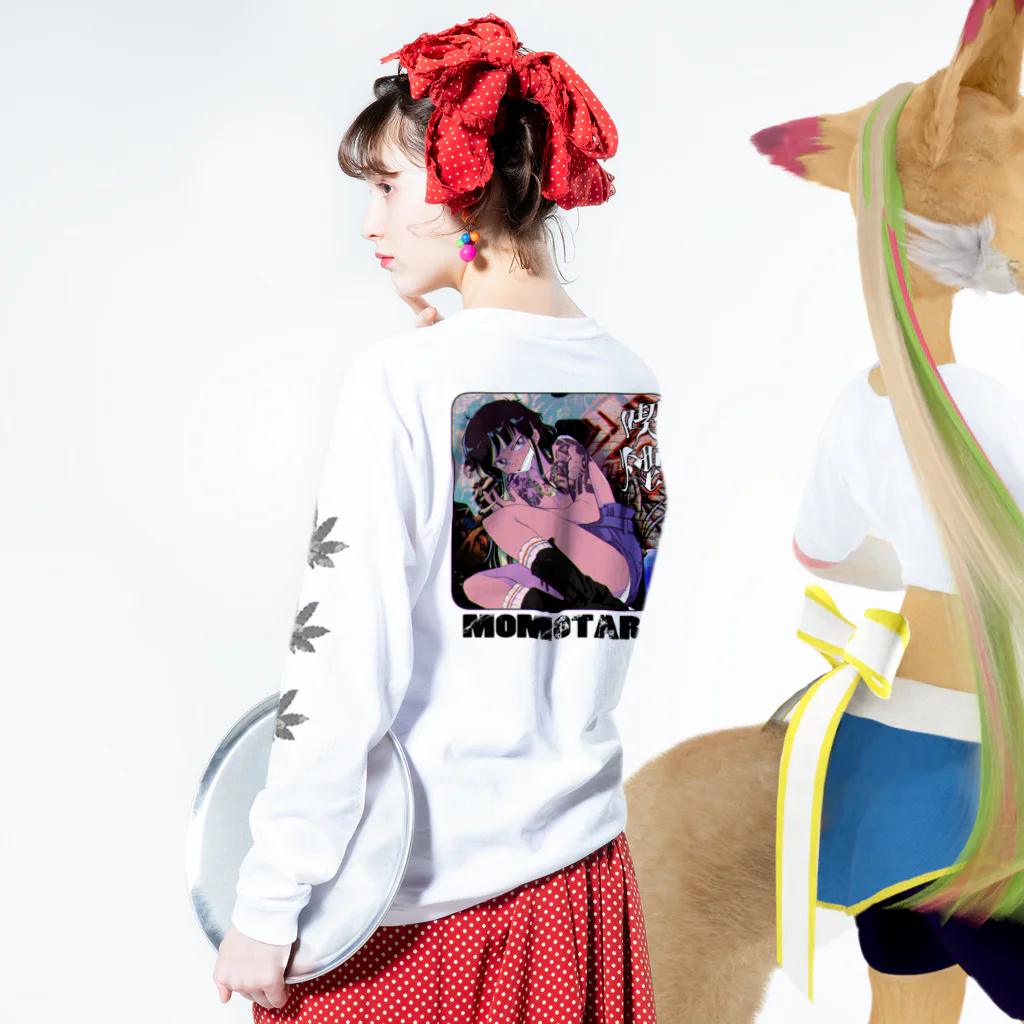 終身名誉かわいい担当のストリート桃太郎君 Long Sleeve T-Shirt :model wear (back, sleeve)