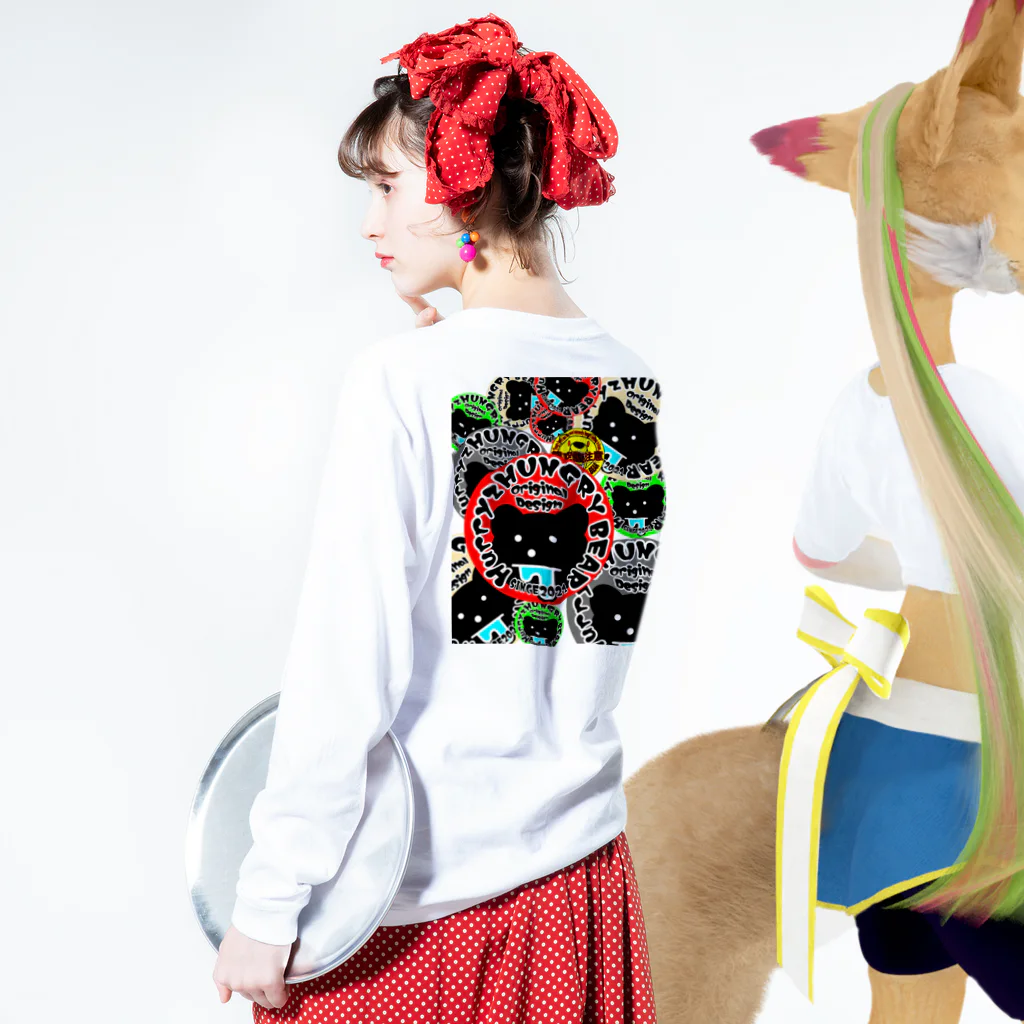 Hurryz HUNGRY BEARのHurryz hungry bear ロゴ Long Sleeve T-Shirt :model wear (back, sleeve)