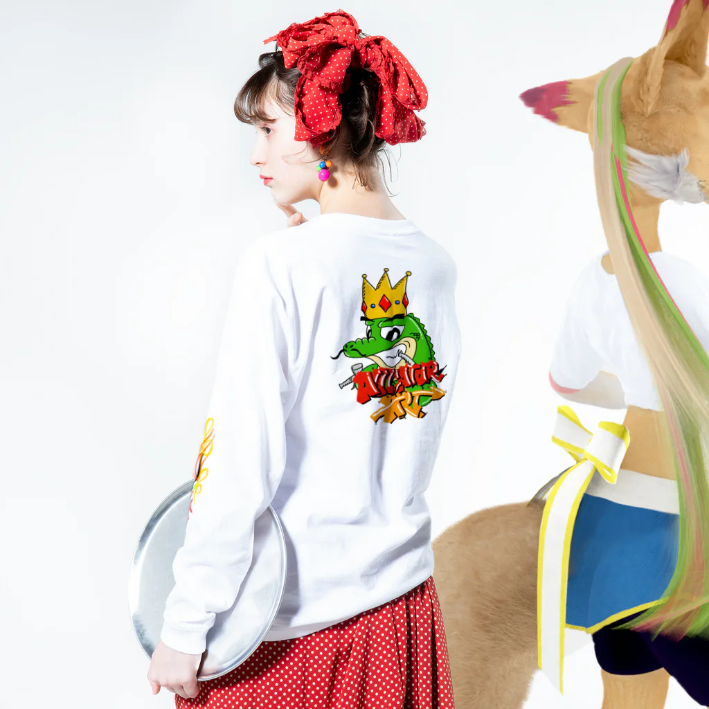 alligator_artのalligator art Long Sleeve T-Shirt :model wear (back, sleeve)