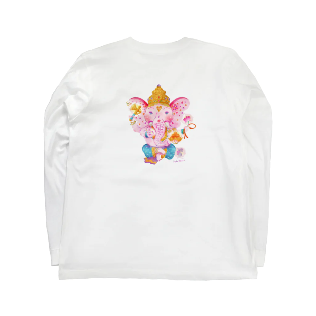 ミウラエツコのHAPPY PINK GANESH Long Sleeve T-Shirt :back