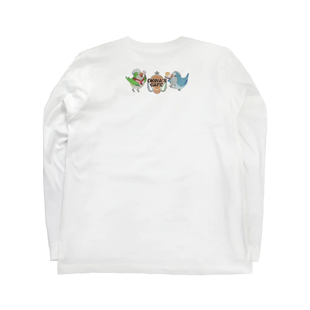 patapata ໒꒱ parakeetのオキナインコカフェ　ホットサンド ロングスリーブTシャツの裏面