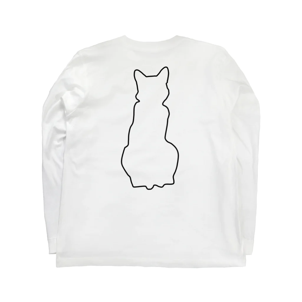アトリエGINのロシアンブルー銀　猫の100% Tシャツ(線画Ver) ロングスリーブTシャツの裏面