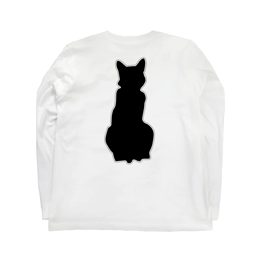 アトリエGINのロシアンブルー銀　猫の100% Tシャツ(黒シルエットVer)  ロングスリーブTシャツの裏面