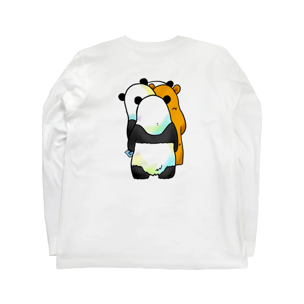 Ｗanyama Zoo〜パンダ多め〜の順番待ちのパンダたち Long Sleeve T-Shirt :back