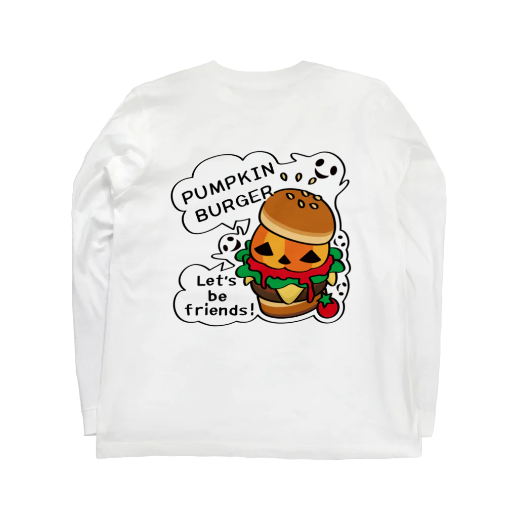 イラスト MONYAAT のバックプリント Gz かぼちゃバーガーA ロングスリーブTシャツの裏面