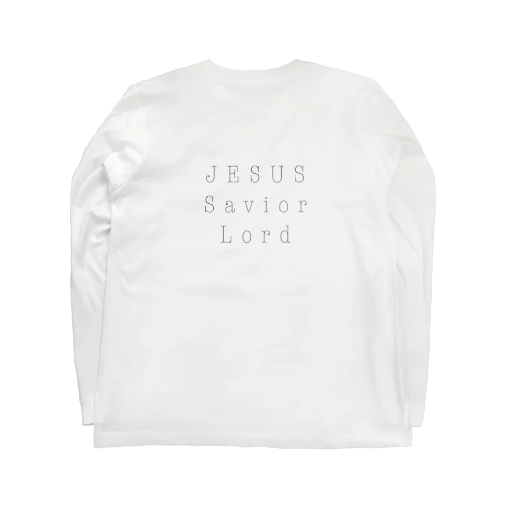 LovedのJESUS Savior Lord(グレー字) ロングスリーブTシャツの裏面