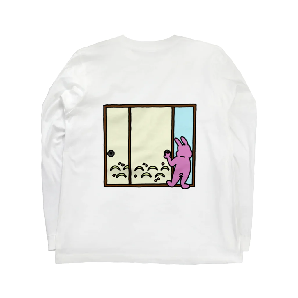 fusumerのうさぎとふすま(梅)両面 Long Sleeve T-Shirt :back