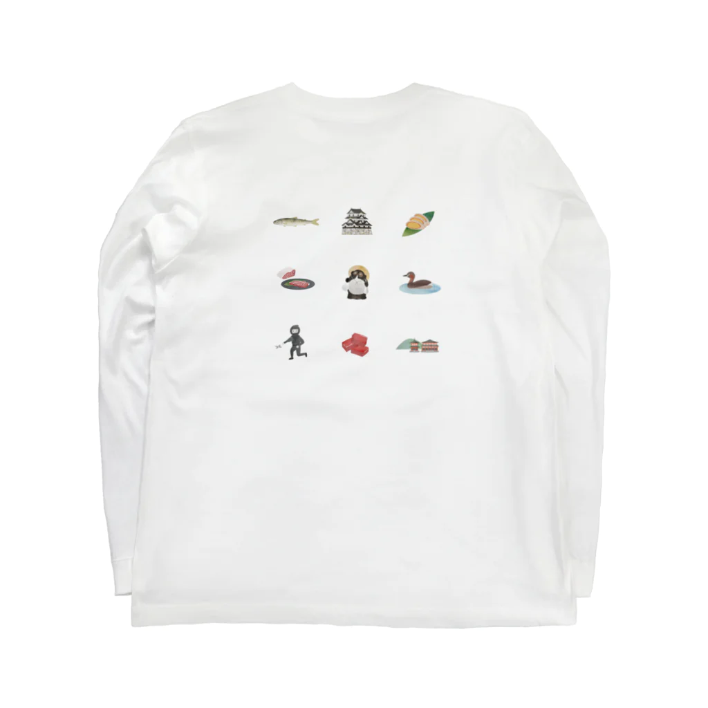 shiga-illust-sozai-goodsの滋賀名物つめあわせ 背面 〈滋賀イラスト素材〉 Long Sleeve T-Shirt :back