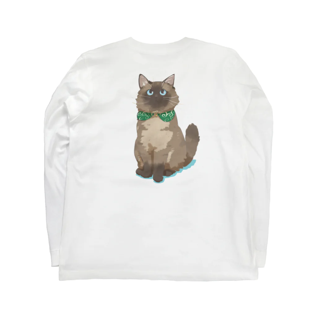 だいこくの猫絵生活ショップのばろん_ロゴ Long Sleeve T-Shirt :back