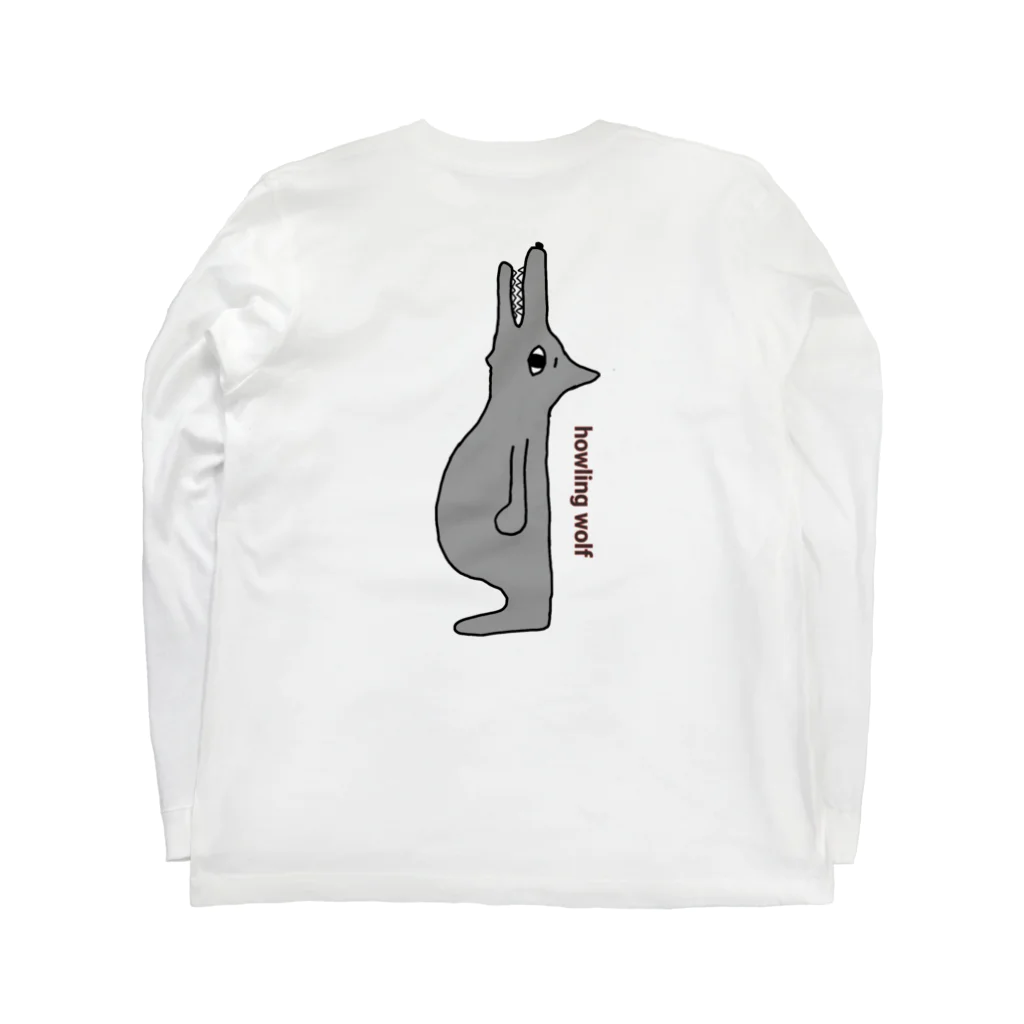 吠える動物の吠えるオオカミ Long Sleeve T-Shirt :back