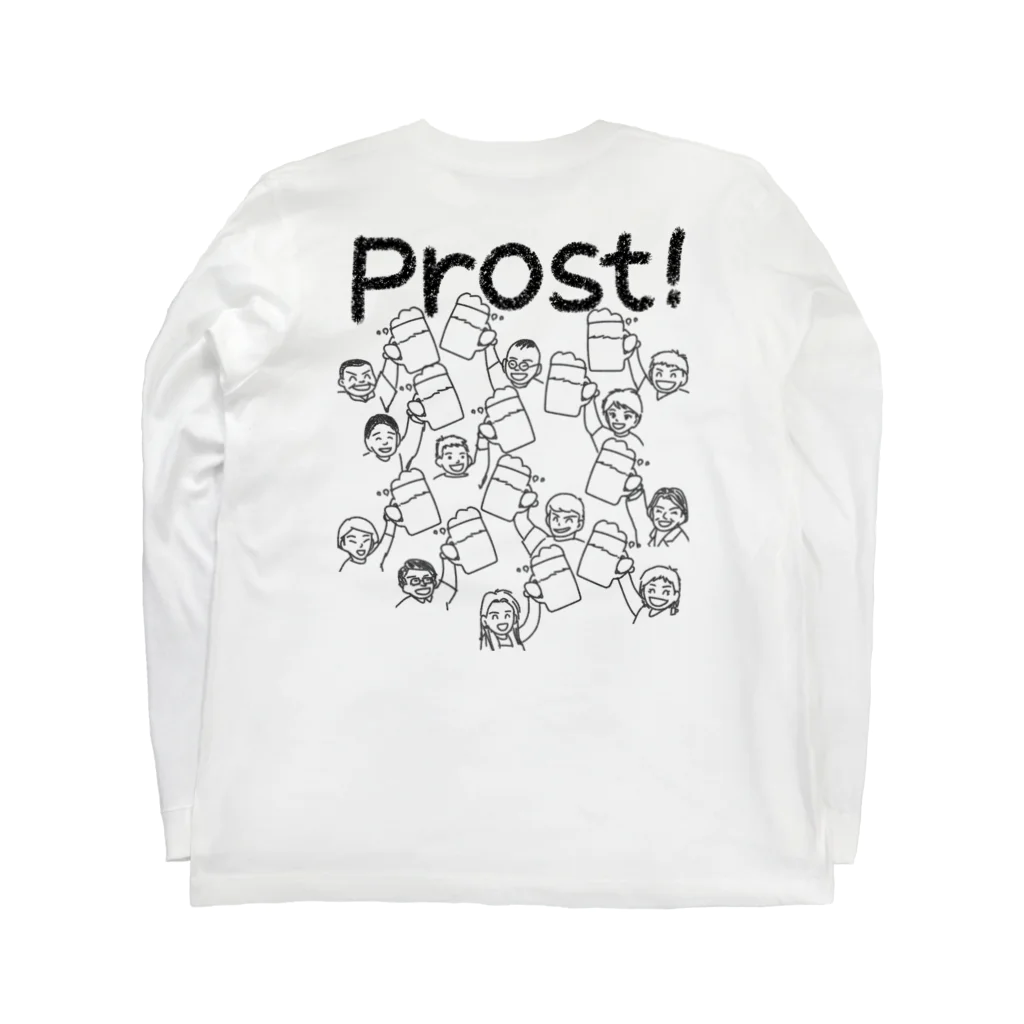 Handgestrickt Ju shopの【背面】Prost！／ビール倶楽部 ロングスリーブTシャツの裏面