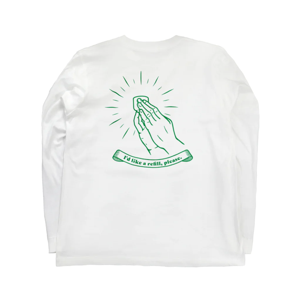 じゅんまい商店の日本酒おかわり（Green） Long Sleeve T-Shirt :back