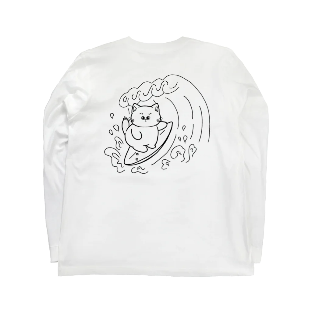 大林ゆこの波乗り猫（文字無し) Long Sleeve T-Shirt :back