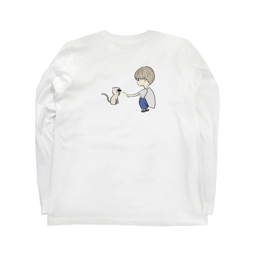 ぴーちゃんのにゃんこと男の子 Long Sleeve T-Shirt :back