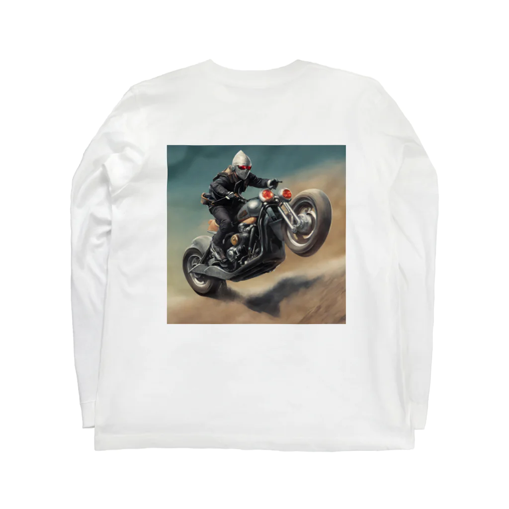 Yamapの仮面のバイク乗り ロングスリーブTシャツの裏面