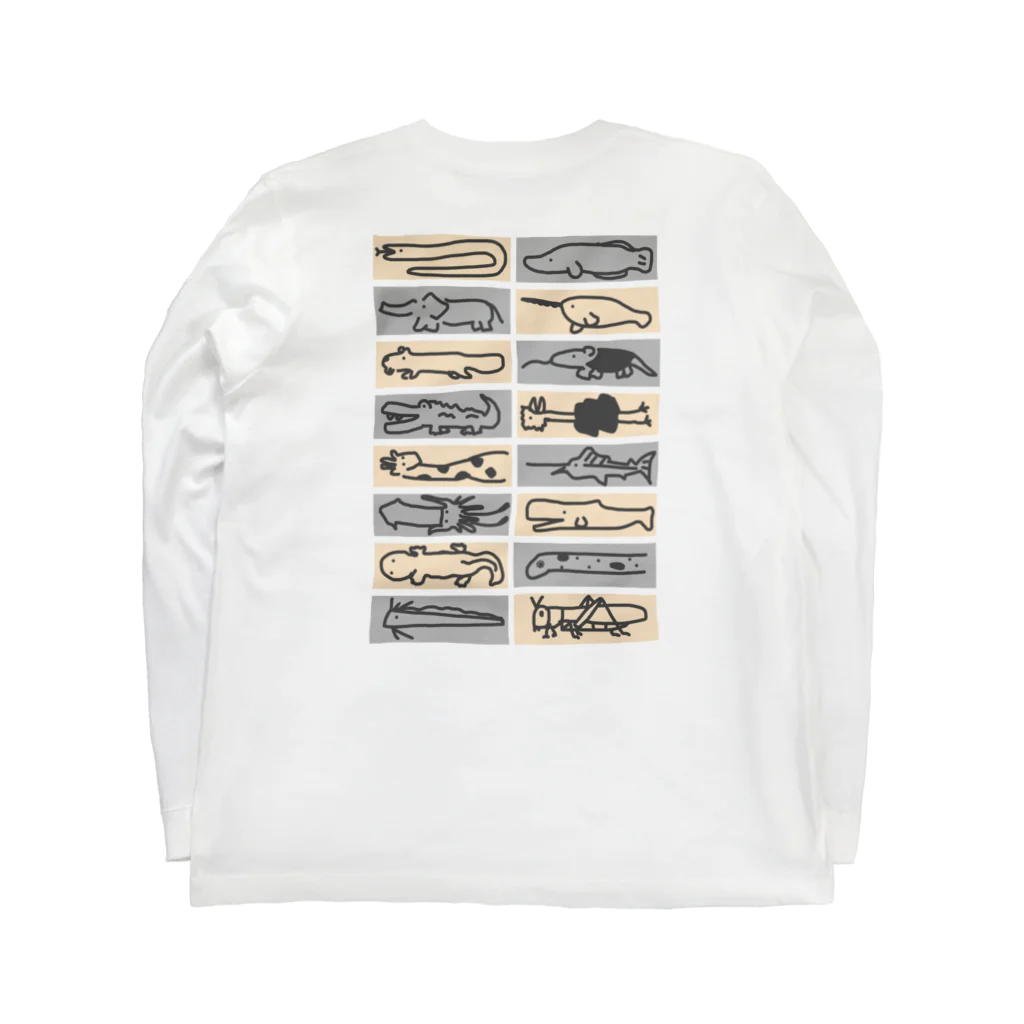 いきものや　のの（別館）のいきものたくさん横倒し Long Sleeve T-Shirt :back