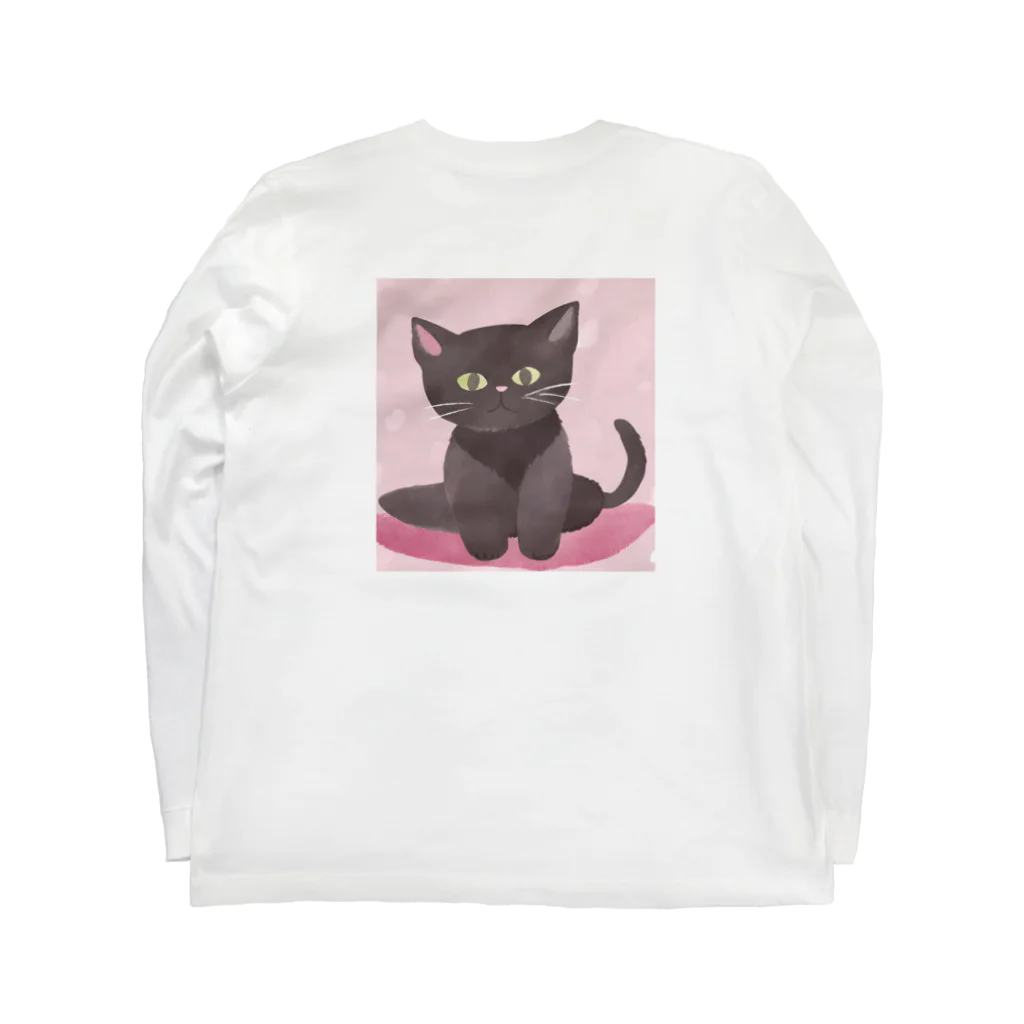 木馬の黒猫ちゃん Long Sleeve T-Shirt :back