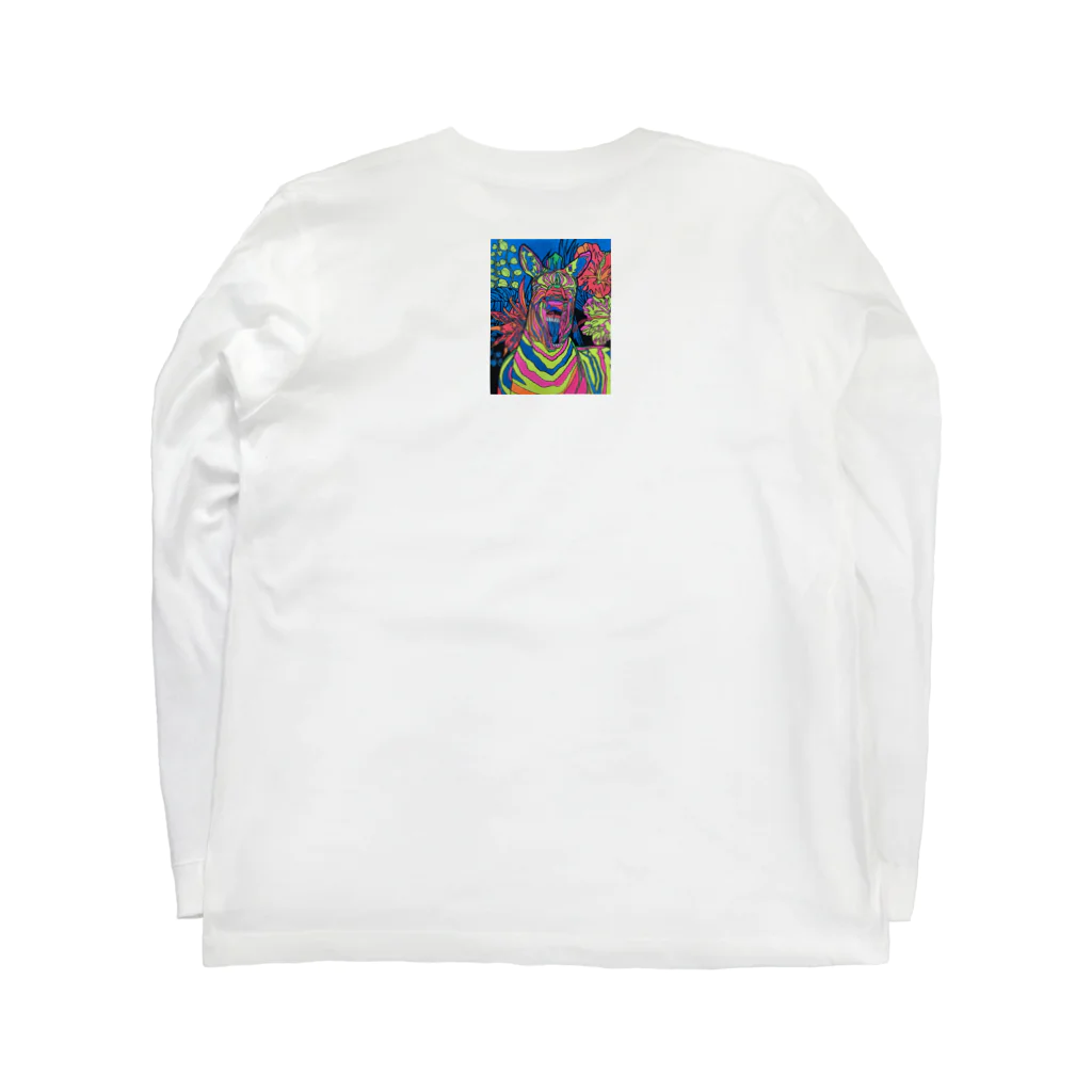 動物絵 Jamanakocic storeのトマトとアライグマカラフルアイテム Long Sleeve T-Shirt :back