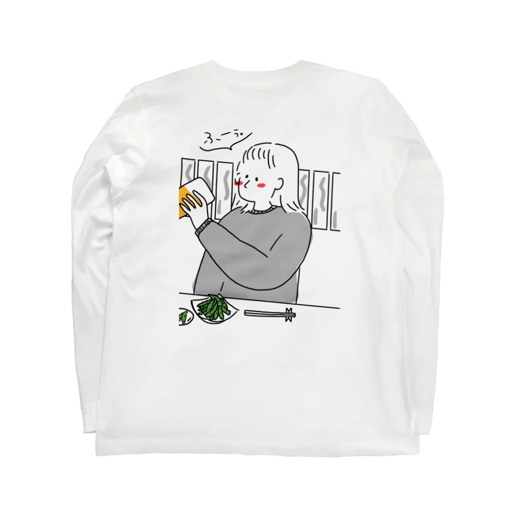 もぐ@酒場とおつまみ日記の最初のひとくち Long Sleeve T-Shirt :back