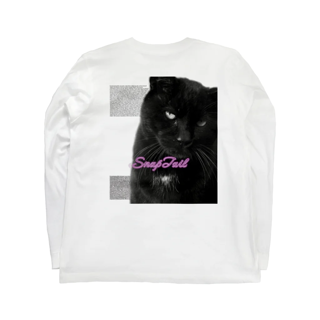 SnapTail by 交流猫動画のデカい黒猫どんちゃん Long Sleeve T-Shirt :back