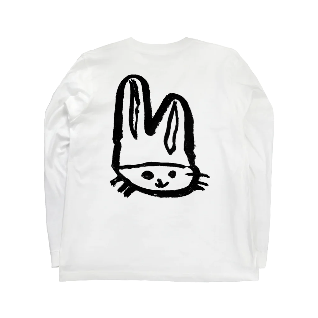 漢字Tシャツ通販の筆うさ墨絵（ふでうさ すみえ） Long Sleeve T-Shirt :back