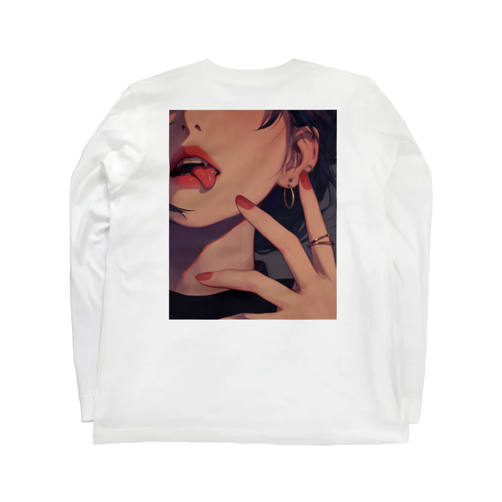 ハチドリ(HACHIDORI)のTongue Piercing Long Sleeve T-Shirt :back